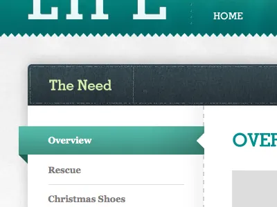 The Small Details banner light grey secondary navigation shadows stitching teal texture