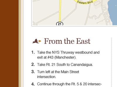 Directions page / showing love for NY State design dwaiter interface ux website