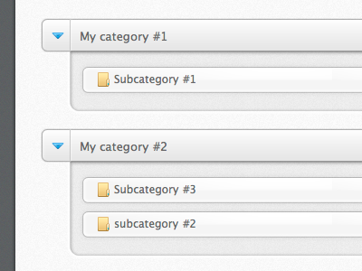 Category > subcategory app categories ui