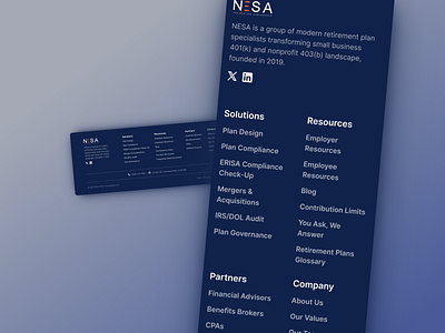 Modern Footer Redesign for NESA 401(k) design figma redesign ui ux web design website design website footer