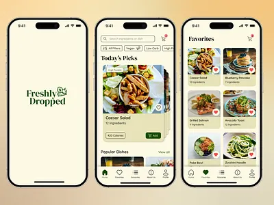 Freshly Dropped - Food Recipe/Delivery App app delivery design food mobile recipe ui ux