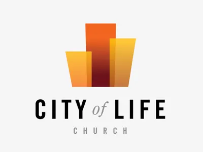 City of Life logo orange red trade gothic yellow