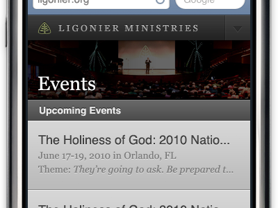 Ligonier Mobile — tableview style redux ios iphone portfolio tool:photoshop ui