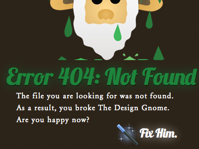 404 Page 404 css3 error glow gnome illustration page