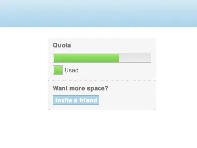 Upload quota bar chart graph green status upload