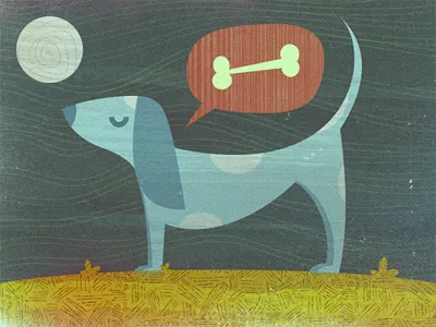 bone. bone dog illustration texture vintage