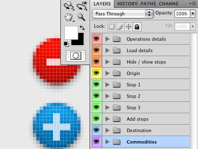 Layer Love blue colors groups icons layers pallettes photoshop rainbow red