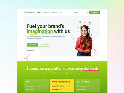 Landing page for IdeaSplash branding design figma illustration jithmi alwis landingpage logo sri lanka ui ux vector