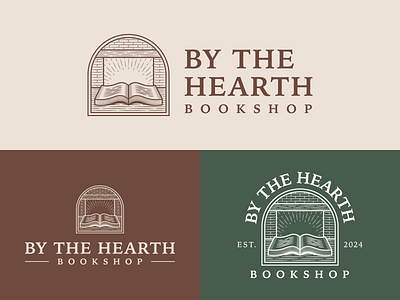 By the Hearth Bookshop books bookshop bookstore brand identity branding engraving etching illustration linocut logo micah williams vector woodcut