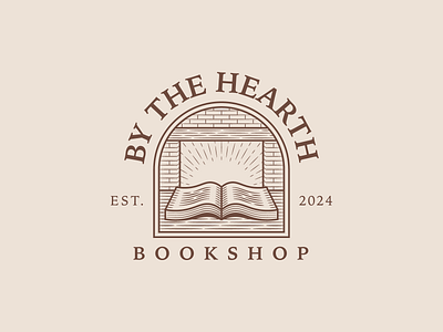 By the Hearth Bookshop Branding books bookshop bookstore brand identity branding engraving etching illustration linocut logo micah williams vector woodcut