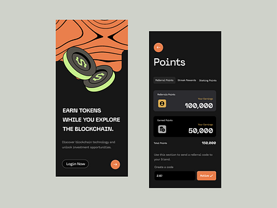 Crypto Mobile App - Points app crypto dark mobile defi design mobile mobile design points wallet web3