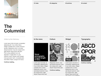 The Columnist column grid helvetica jquery minimal theme typography wordpress