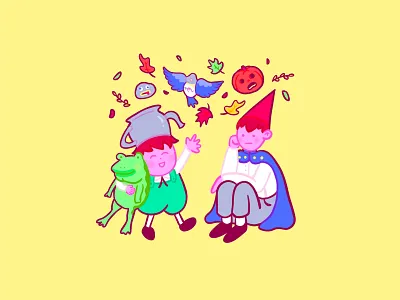 Over The Garden Wall cartoon character colorful cozy design doodle fall graphic design illustration neon procreate pumpkin spooky