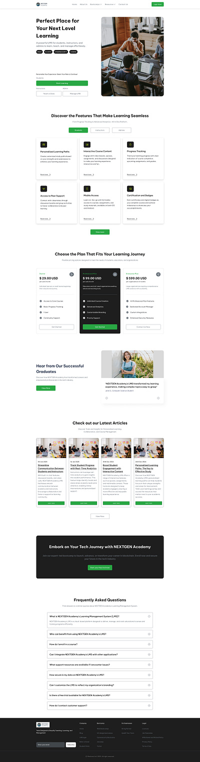 NextGen Academy - E-learning platform Landing page design figma landing page learning platform lms ui ux web web design