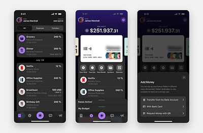 Kassa Dark Mode WIP app dark mode finance fintech kassa wip