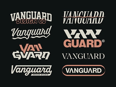 Vanguard Typography Kit apparel blackletter bold brand logos branding classic cursive lettering merch outdoor retro sans serif shirt streetwear text based logo text logo traditional typography vintage word logo