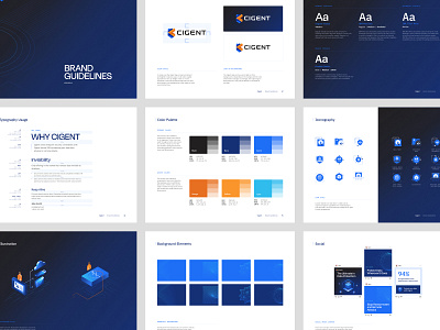 Cigent - Brand Guidelines brand brand guide brand guidelines brand identity branding color palette data data security guide guidelines icons identity illustration logo security social social media typography visual identity