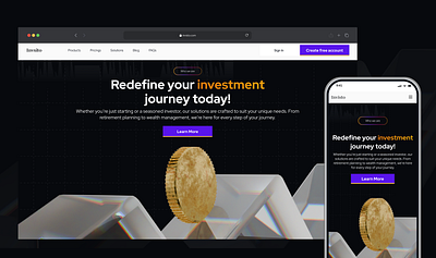 Fintech Landing Page Design: Portfolio Investment Dashboard 3d ui