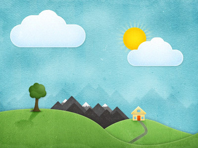 Stylistic Landscape cartoon clouds landscape stylistic