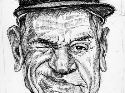 Casey Stengel sketch caricature pen sketch