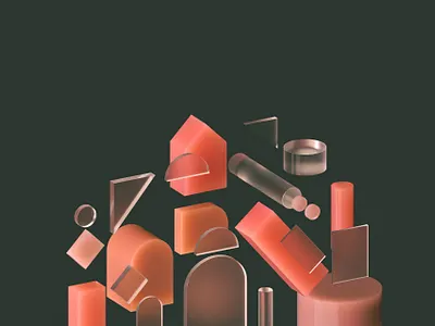 3D Illustration - Apartment Shapes 3d 3d illustration abstract design elegant flat design gradient illustration minimalist modern typography