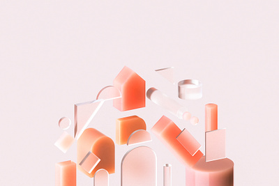 3D Illustration - Apartment Shapes 3d 3d illustration abstract branding design elegant flat design gradient illustration minimalist modern real estate typography