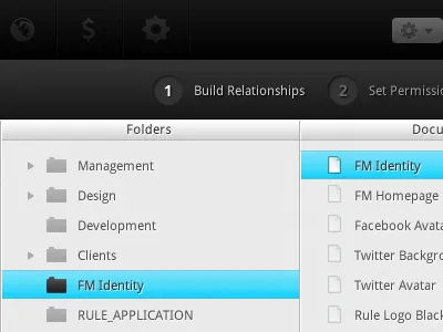 Rule.FM Asset Association app design fireworks interface ui web app