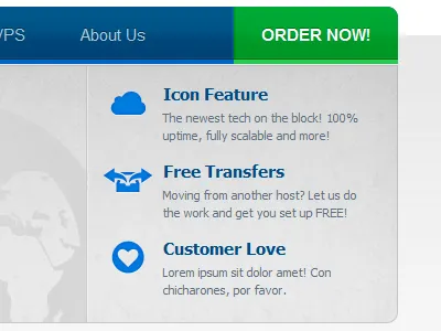 Clean Navigation blue green hosting nav navigation pictos texture