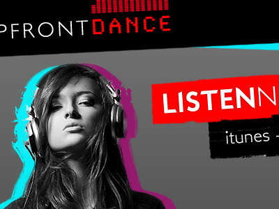 Upfront Dance homepage detail angular bold grunge logo neon solid