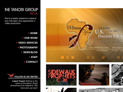 Tanori avant garde black design modern red video website