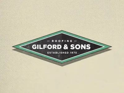Gilford & Sons Logo *Final black construction green logo retro roofing tan vintage