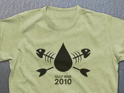 Gulf War 2010. For Charity. Now on Sale. black charity green logo oil sale shirt tee