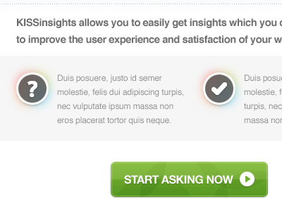 Simple effects for a simple landing page icons kissinsights landing page