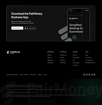 Footer Idea for FairMoney Business Website design fintech footer productdesign ui web design website