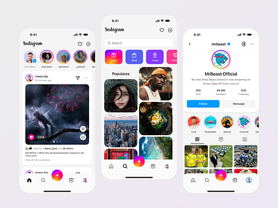 Instagram Redesign - Light Mode add card concept instagram media redesign social stories story tabbar tabs