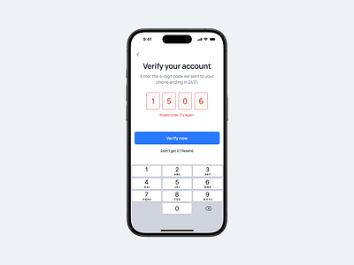 Verification Error Screen UI Design secure account verification