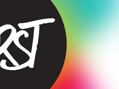 Thirst black circle gradient green red script typography