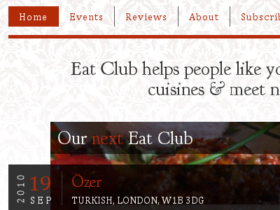 Eat Club Intro goudy bookletter 1911 h1 menu rgba rotate transform