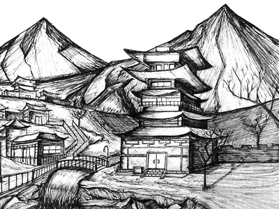 Silent River hand drawn perspective