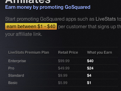 GoSquared Affiliates affiliates css3 gosquared highlight