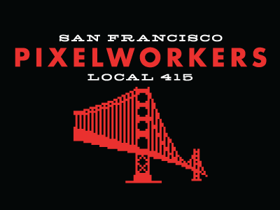 San Francisco / Local 415. black futura hellenic orange pixel san francisco united pixelworkers