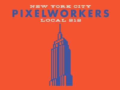 New York City / Local 212 blue futura hellenic new york city orange pixel united pixelworkers