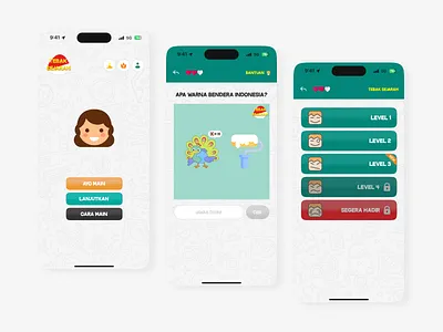 Tebak Sejarah - Trivia Game Mobile Apps brain branding clean design educational figma fun game iphone kids mobile simple trivia ui uigame ux white word