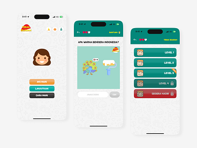 Tebak Sejarah - A Fun and Educational Trivia Game for Kids. brain branding clean design educational figma fun game iphone kids mobile simple trivia ui uigame ux white word