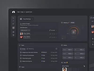 Task & Project Management Dashboard admin bank crm dark mode dashboard design system finance fintech interface management panel planning project saas task task management team app ui ui ux web app