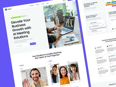 Rapoo - AI Meeting Platform agency ai branding call company design elementor landing meeting page platform saas software startup technology ui video webflow website wordpress