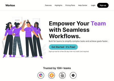 Team workflow management tool landing page design design designing figma landing page ui ux website website design