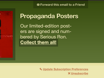 Green with propaganda chameleon email gradient green greenish helvetica helvetica neue mailchimp opacity pattern red rgba template text shadow texture