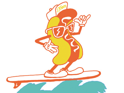 Surfing Hotdog foam hotdog shaka surf urbn