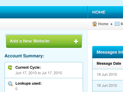 Control Panel blue control panel green website